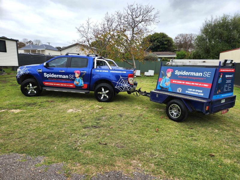 Spiderman SE vehicle with National Breast Cancer Foundation GOING PINK signage